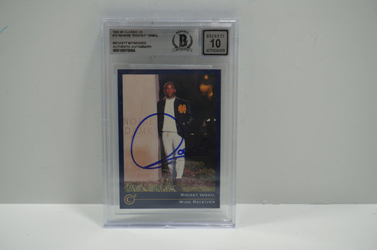 RAGHIB ROCKET ISMAIL SIGNED BGS BAS Slab 1992-93 Classic C3 #19 Notre Dame AUTO 10
