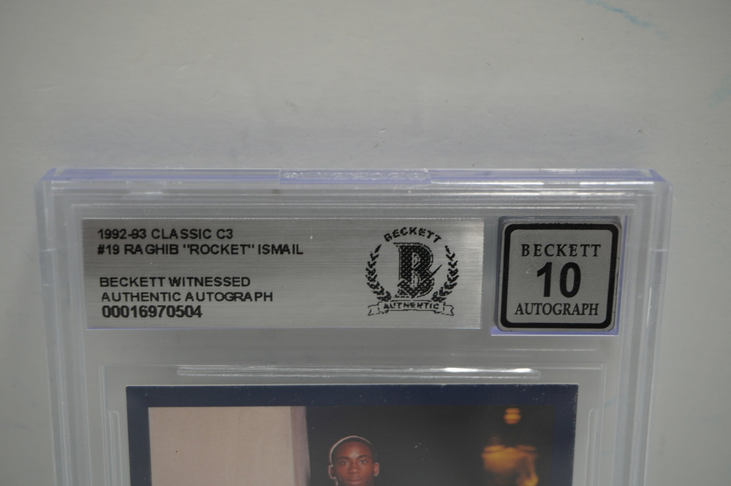 RAGHIB ROCKET ISMAIL SIGNED BGS BAS Slab 1992-93 Classic C3 #19 Notre Dame AUTO 10
