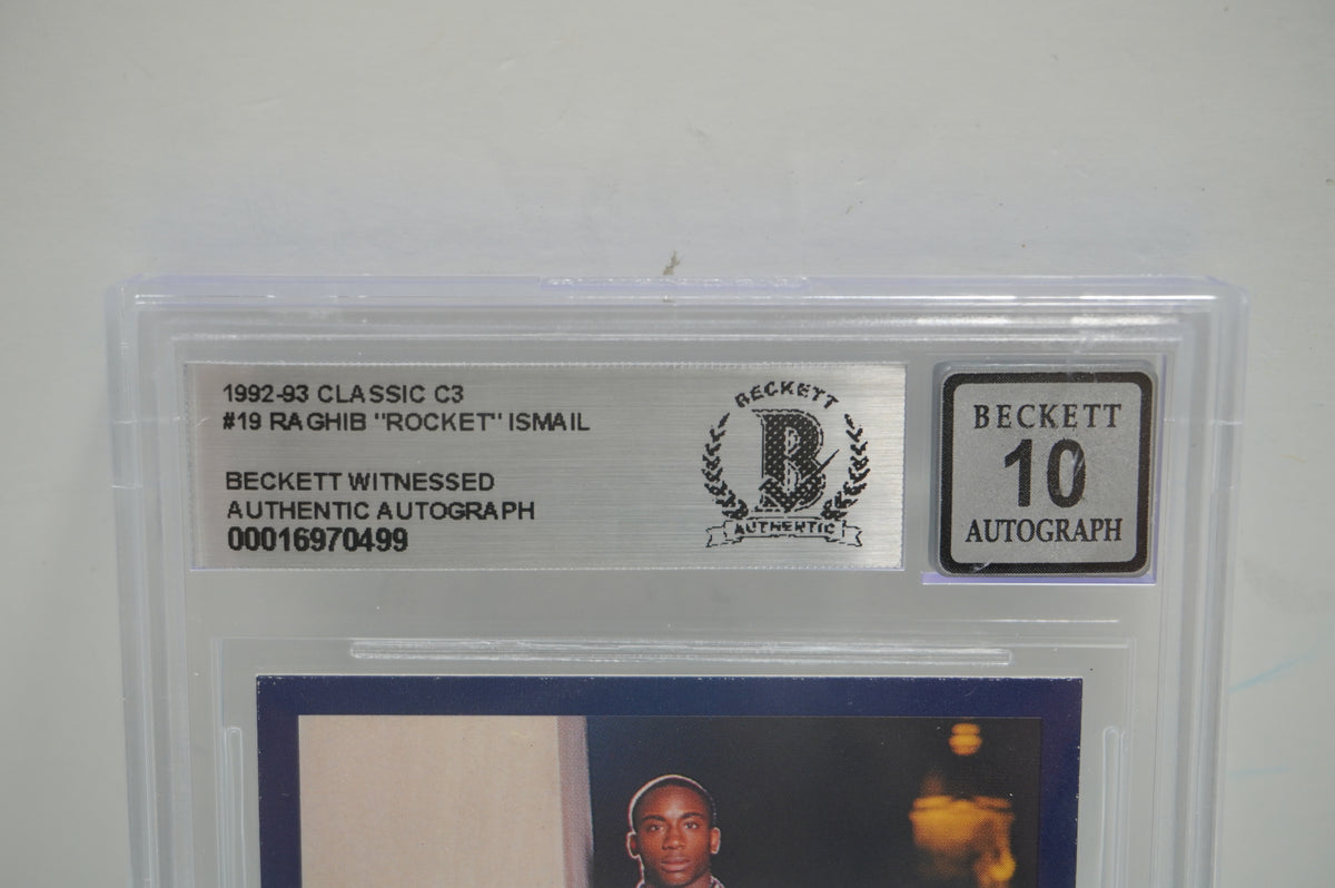 RAGHIB ROCKET ISMAIL SIGNED BGS BAS Slab 1992-93 Classic C3 #19 Notre Dame AUTO 10