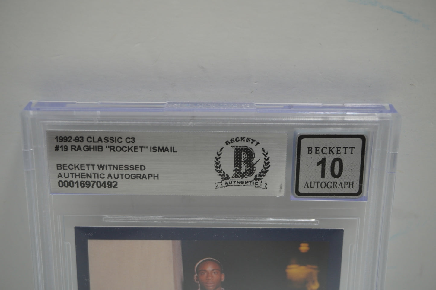 RAGHIB ROCKET ISMAIL SIGNED BGS BAS Slab 1992-93 Classic C3 #19 Notre Dame AUTO 10