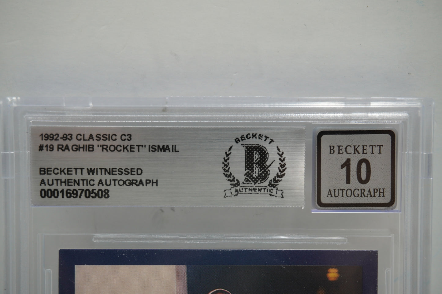 RAGHIB ROCKET ISMAIL SIGNED BGS BAS Slab 1992-93 Classic C3 #19 Notre Dame AUTO 10
