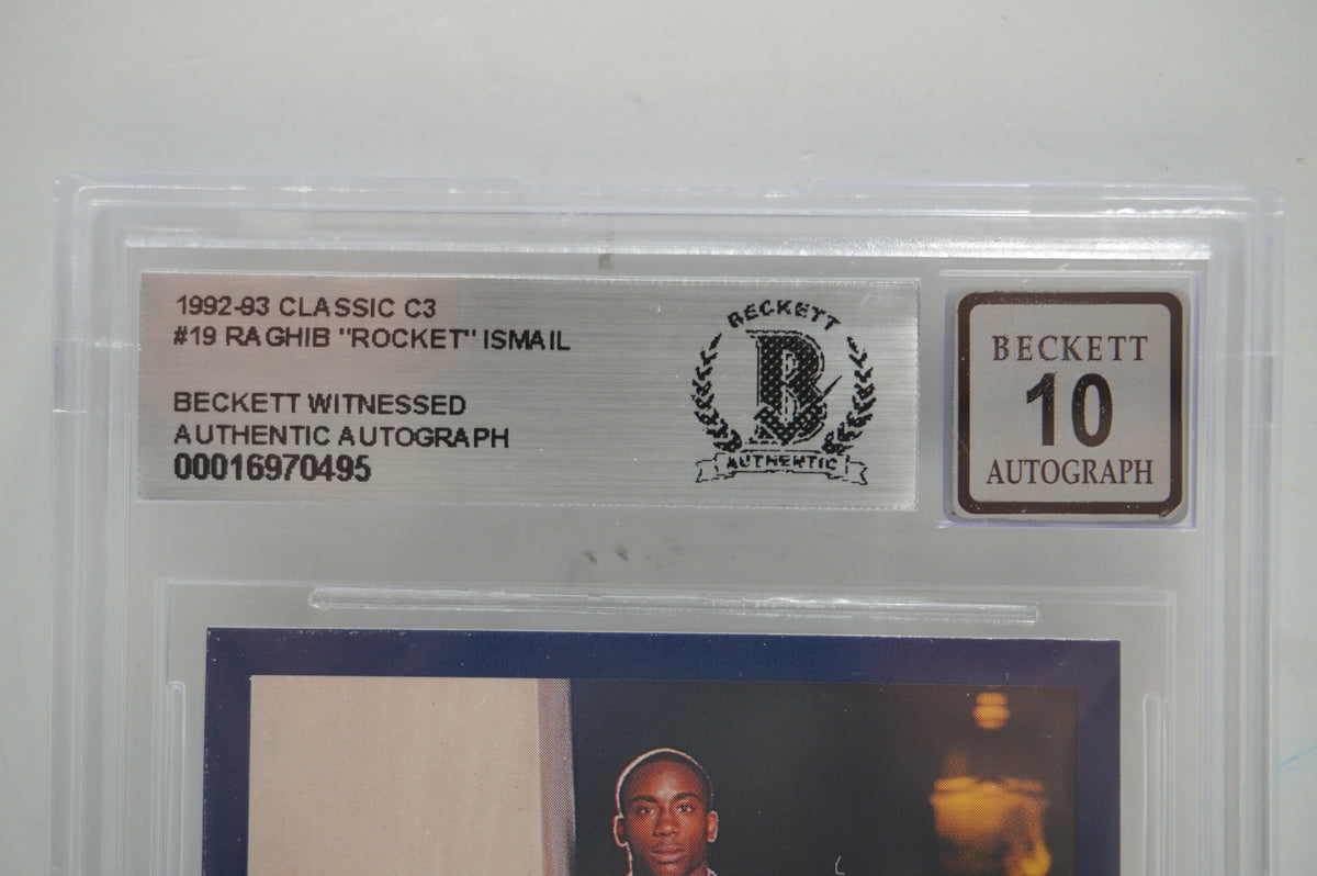 RAGHIB ROCKET ISMAIL SIGNED BGS BAS Slab 1992-93 Classic C3 #19 Notre Dame AUTO 10