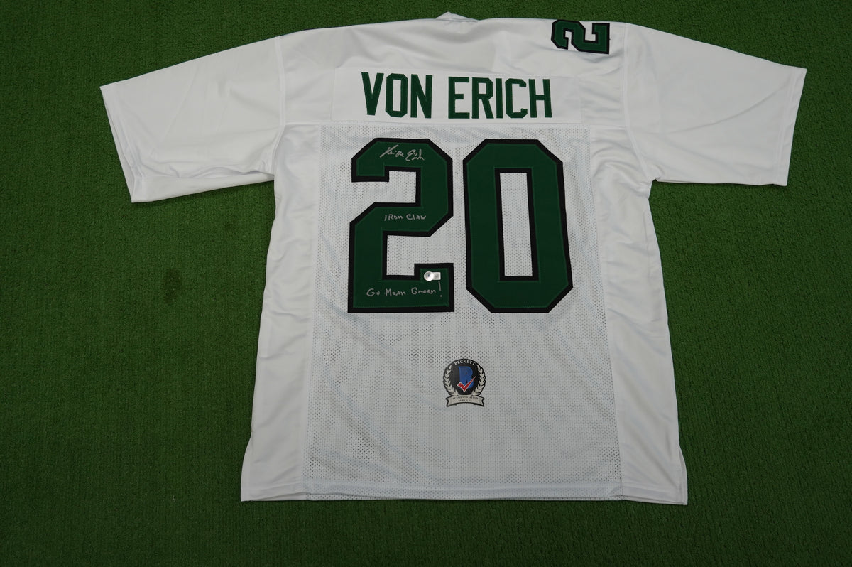 KEVIN VON ERICH ADKISSON NORTH TEXAS MEAN GREEN SIGNED White JERSEY Size XL BAS
