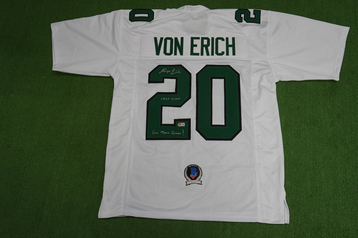 KEVIN VON ERICH ADKISSON NORTH TEXAS MEAN GREEN SIGNED White JERSEY Size XL BAS