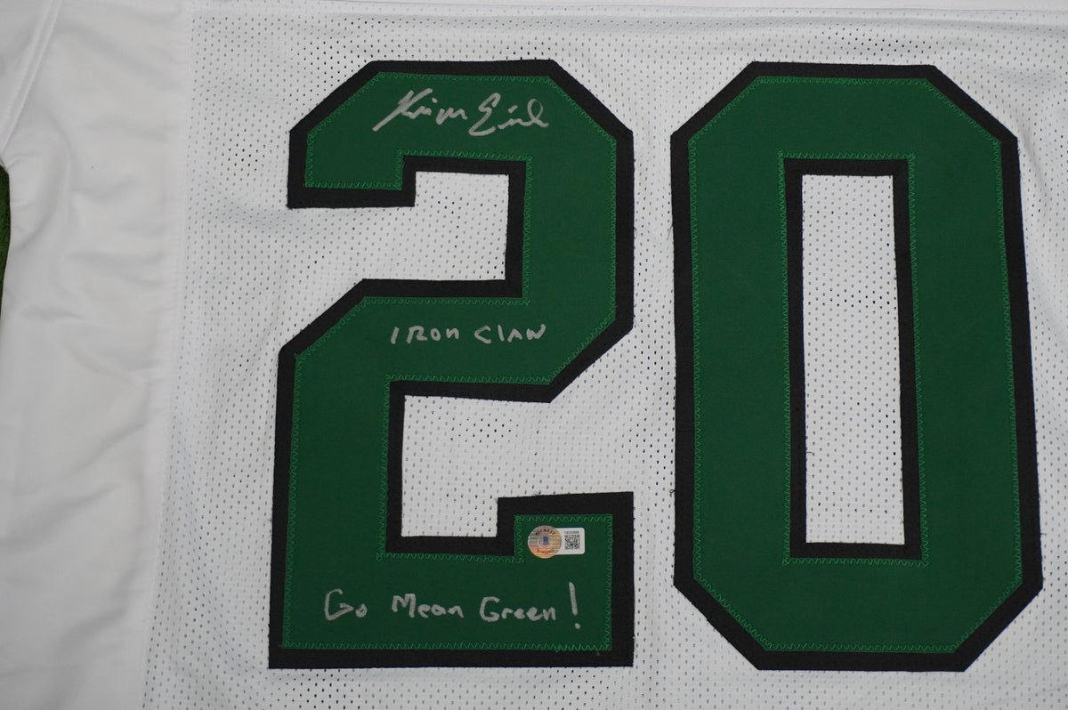 KEVIN VON ERICH ADKISSON NORTH TEXAS MEAN GREEN SIGNED White JERSEY Size XL BAS