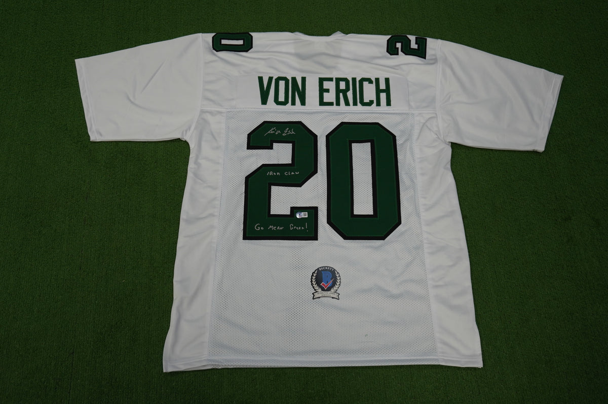 KEVIN VON ERICH ADKISSON NORTH TEXAS MEAN GREEN SIGNED White JERSEY Size XL BAS