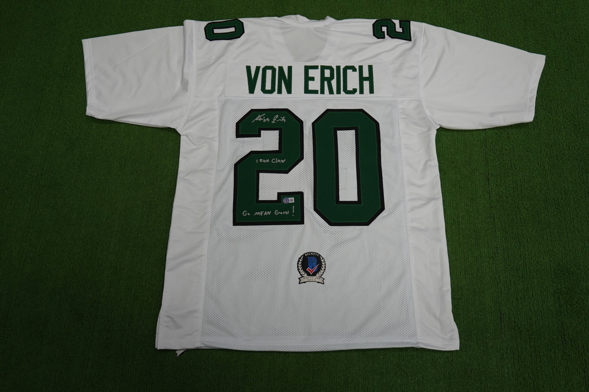 KEVIN VON ERICH ADKISSON NORTH TEXAS MEAN GREEN SIGNED White JERSEY Size XL BAS