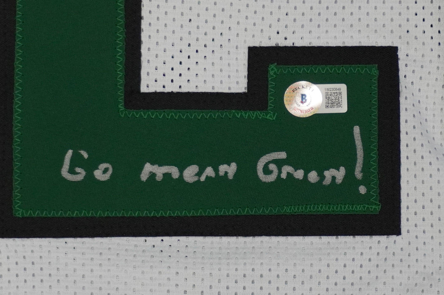 KEVIN VON ERICH ADKISSON NORTH TEXAS MEAN GREEN SIGNED White JERSEY Size XL BAS