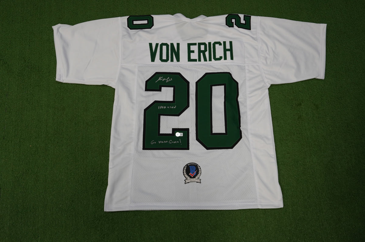 KEVIN VON ERICH ADKISSON NORTH TEXAS MEAN GREEN SIGNED White JERSEY Size L BAS
