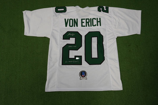 KEVIN VON ERICH ADKISSON NORTH TEXAS MEAN GREEN SIGNED White JERSEY Size L BAS