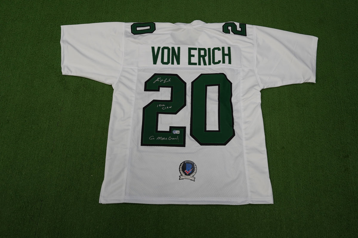 KEVIN VON ERICH ADKISSON NORTH TEXAS MEAN GREEN SIGNED White JERSEY Size L BAS