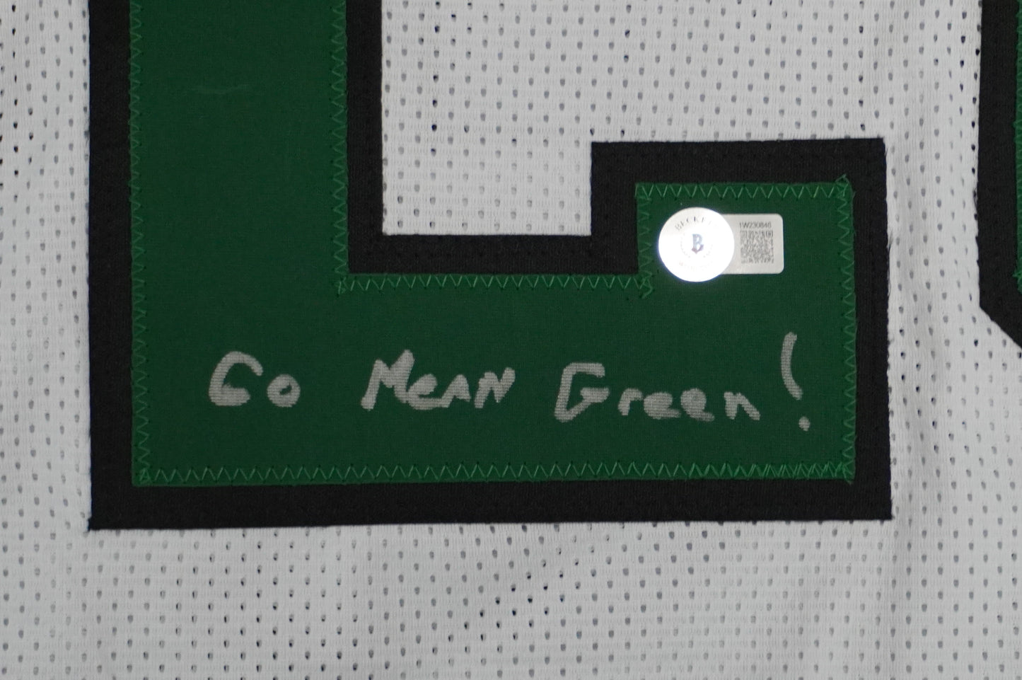 KEVIN VON ERICH ADKISSON NORTH TEXAS MEAN GREEN SIGNED White JERSEY Size L BAS