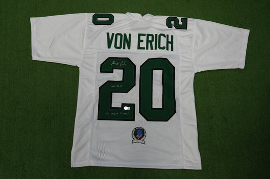 KEVIN VON ERICH ADKISSON NORTH TEXAS MEAN GREEN SIGNED White JERSEY Size M