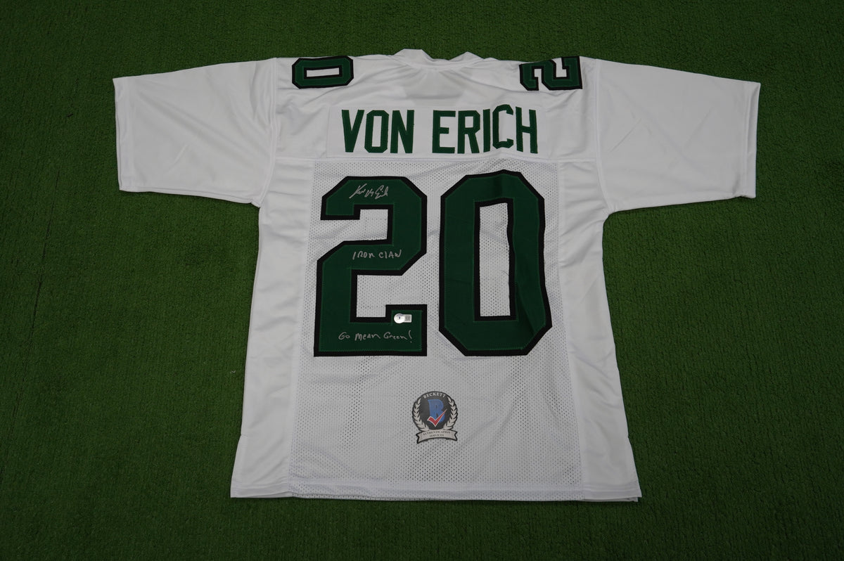 KEVIN VON ERICH ADKISSON NORTH TEXAS MEAN GREEN SIGNED White JERSEY Size M