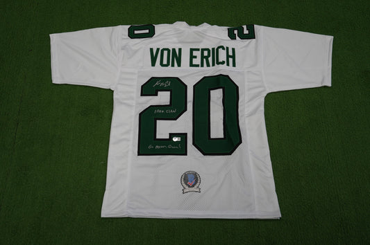 KEVIN VON ERICH ADKISSON NORTH TEXAS MEAN GREEN SIGNED White JERSEY Size M