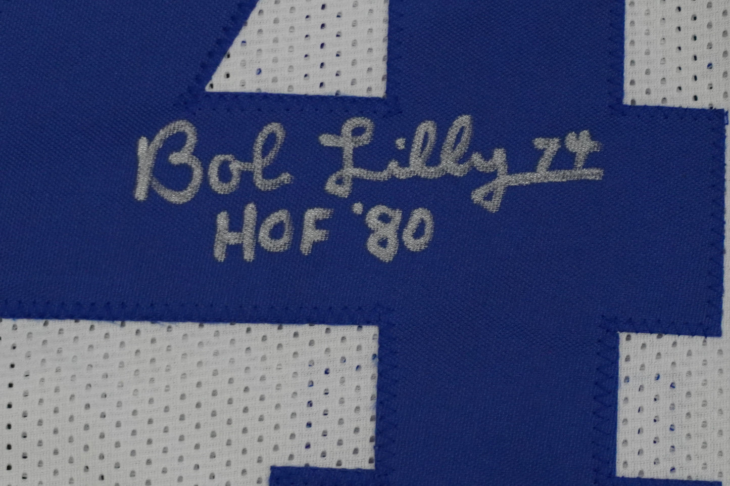 BOB LILLY SIGNED WHITE JERSEY Size XL Dallas Cowboys w/HOF 80 BAS COA