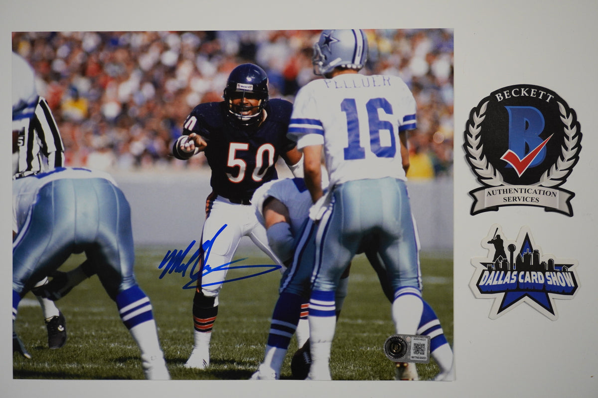MIKE SINGLETARY CHICAGO BEARS SIGNED vs COWBOYS 8x10 PHOTO BAS