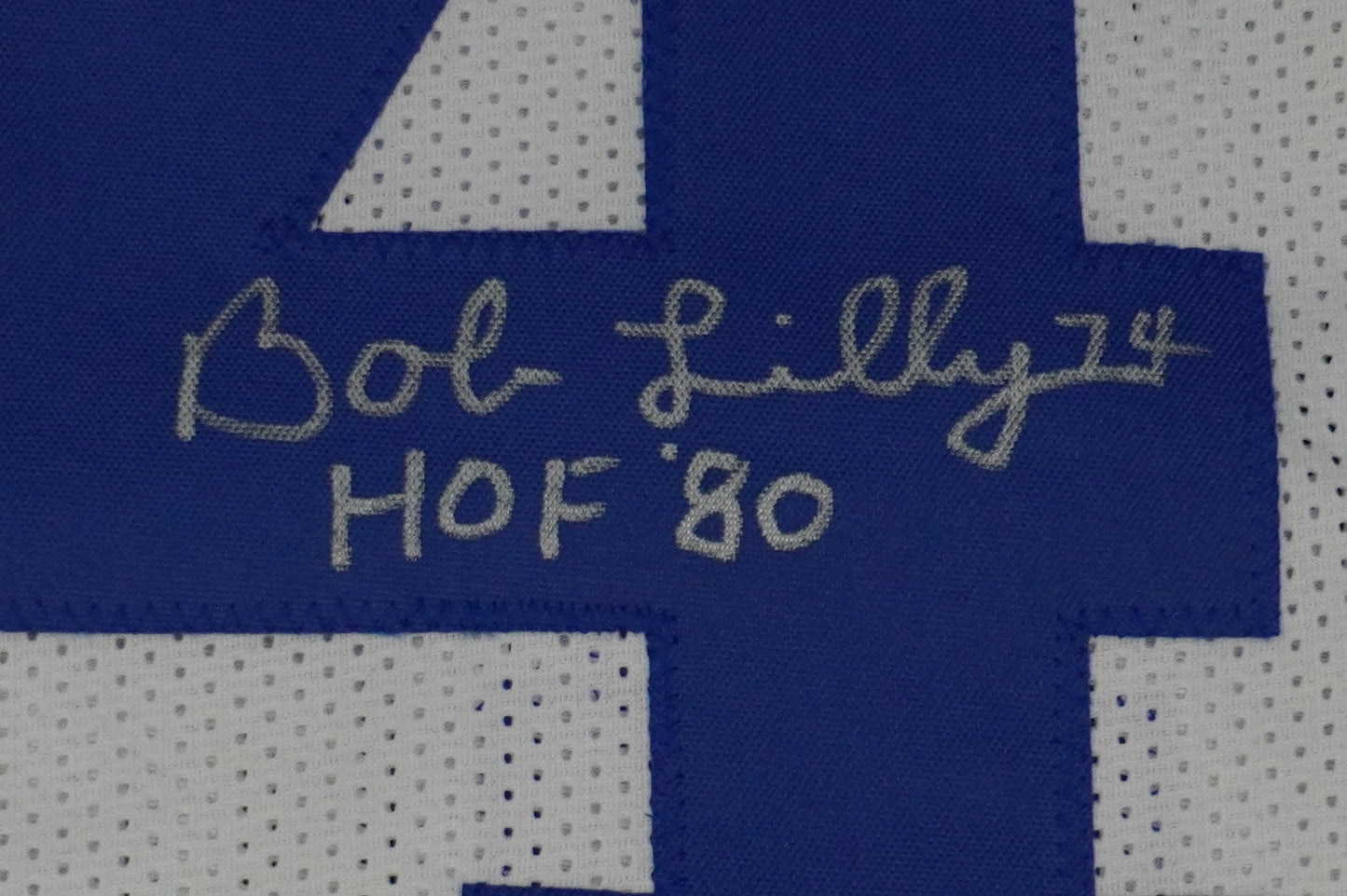 BOB LILLY SIGNED WHITE JERSEY Size XL Dallas Cowboys w/HOF 80 BAS COA