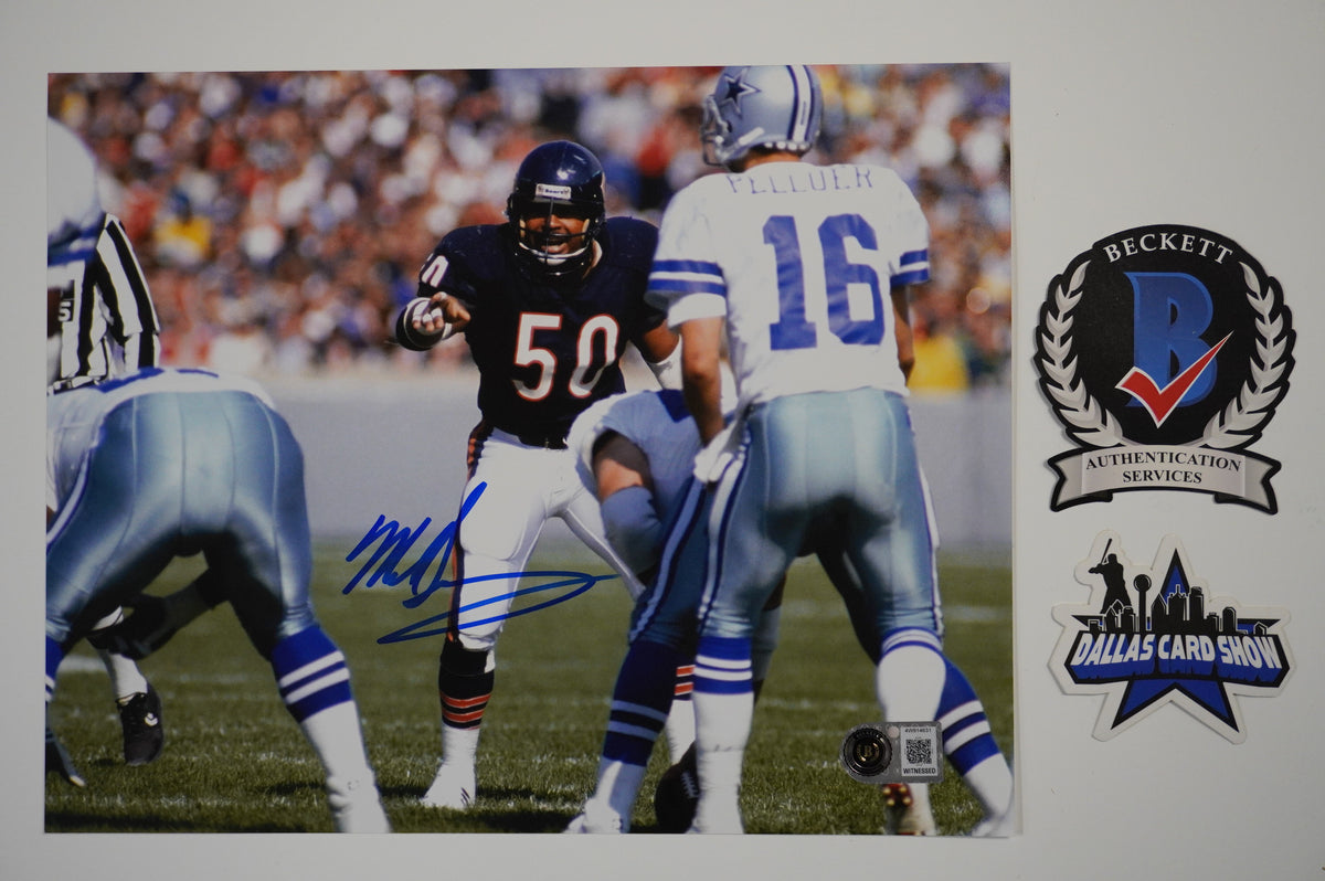 MIKE SINGLETARY CHICAGO BEARS SIGNED vs COWBOYS 8x10 PHOTO BAS