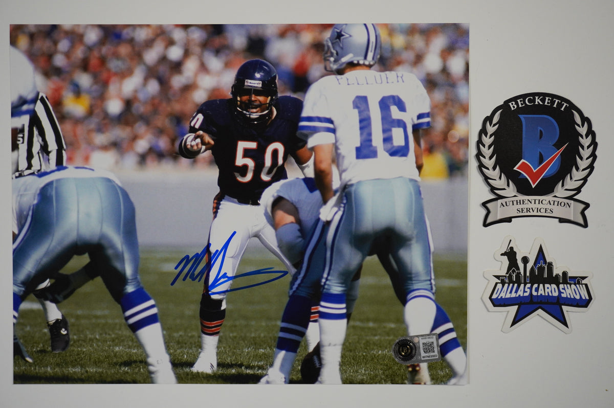 MIKE SINGLETARY CHICAGO BEARS SIGNED vs COWBOYS 8x10 PHOTO BAS
