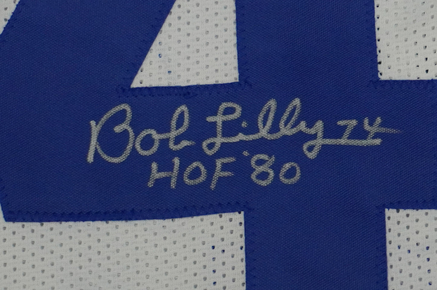 BOB LILLY SIGNED WHITE JERSEY Size XL Dallas Cowboys w/HOF 80 BAS COA