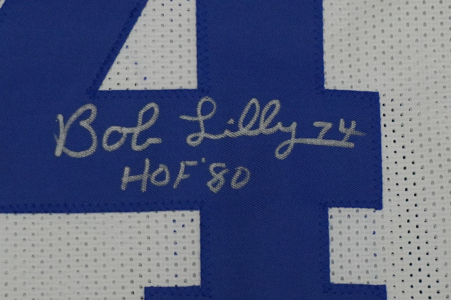 BOB LILLY SIGNED WHITE JERSEY Size XL Dallas Cowboys w/HOF 80 BAS COA