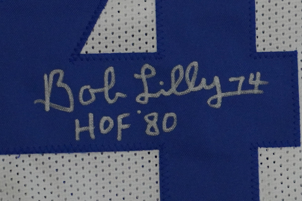 BOB LILLY SIGNED WHITE JERSEY Size XL Dallas Cowboys w/HOF 80 BAS COA