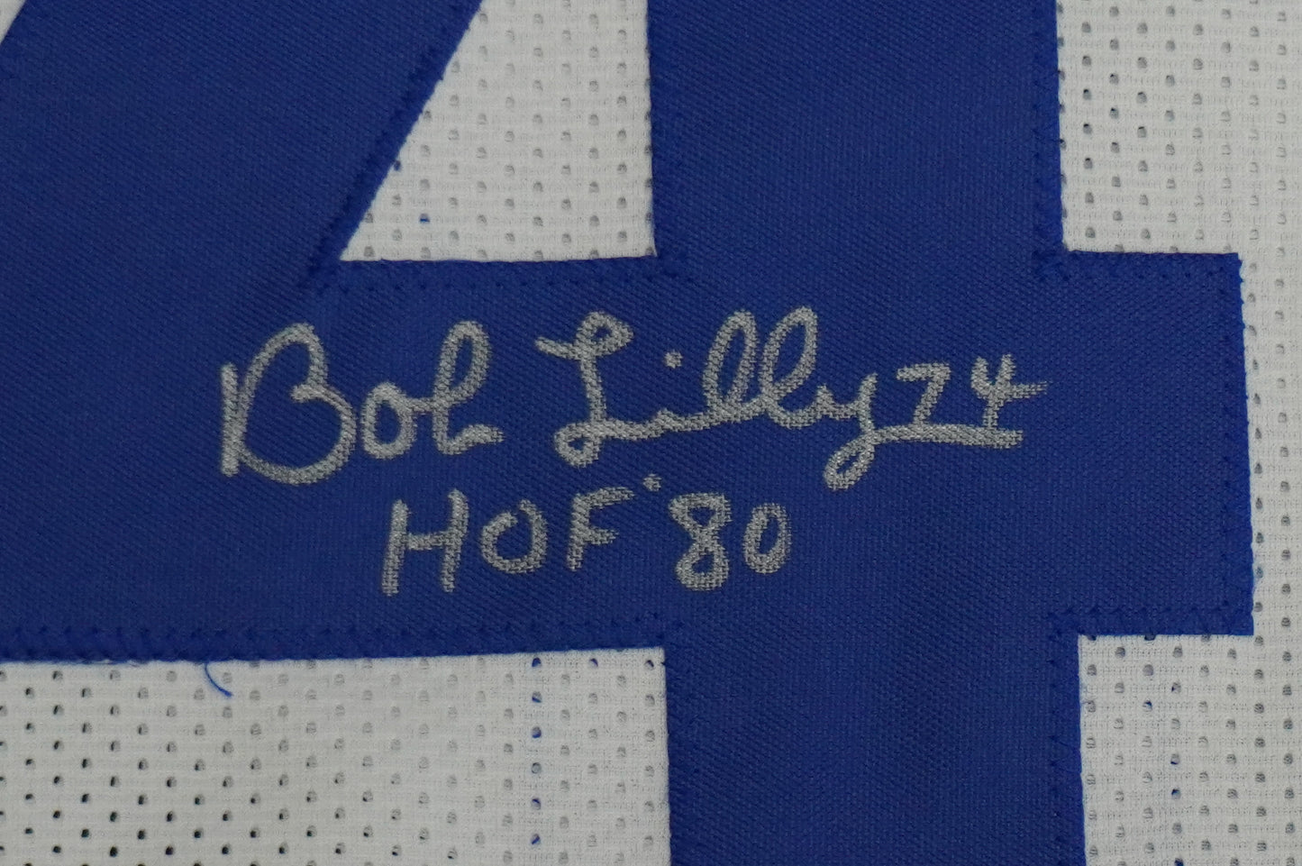 BOB LILLY SIGNED WHITE JERSEY Size XL Dallas Cowboys w/HOF 80 BAS COA