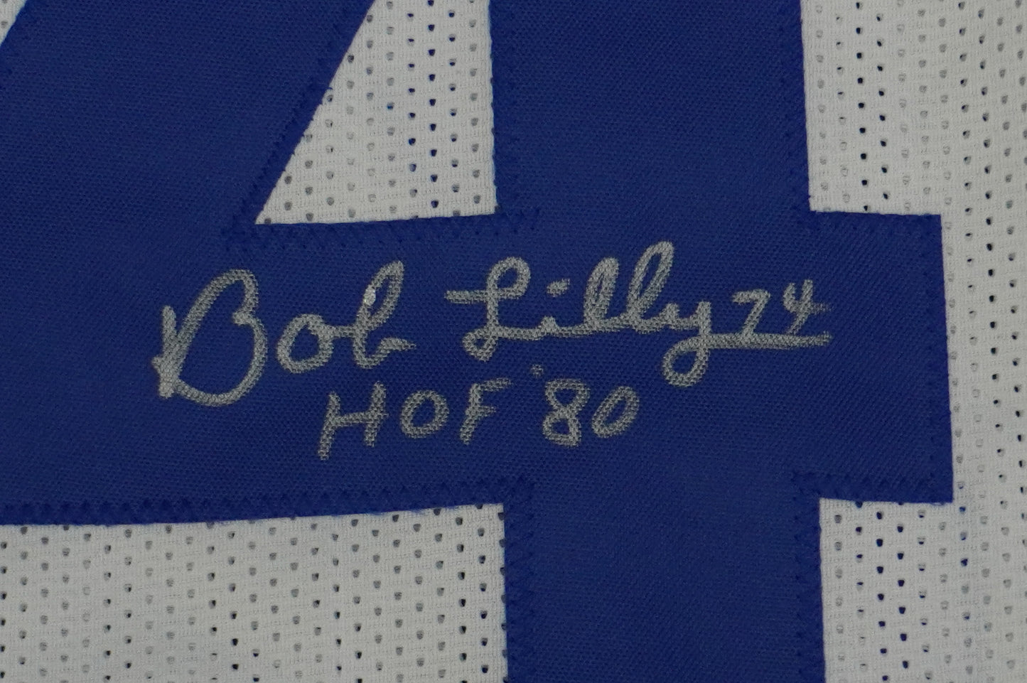 BOB LILLY SIGNED WHITE JERSEY Size XL Dallas Cowboys w/HOF 80 BAS COA
