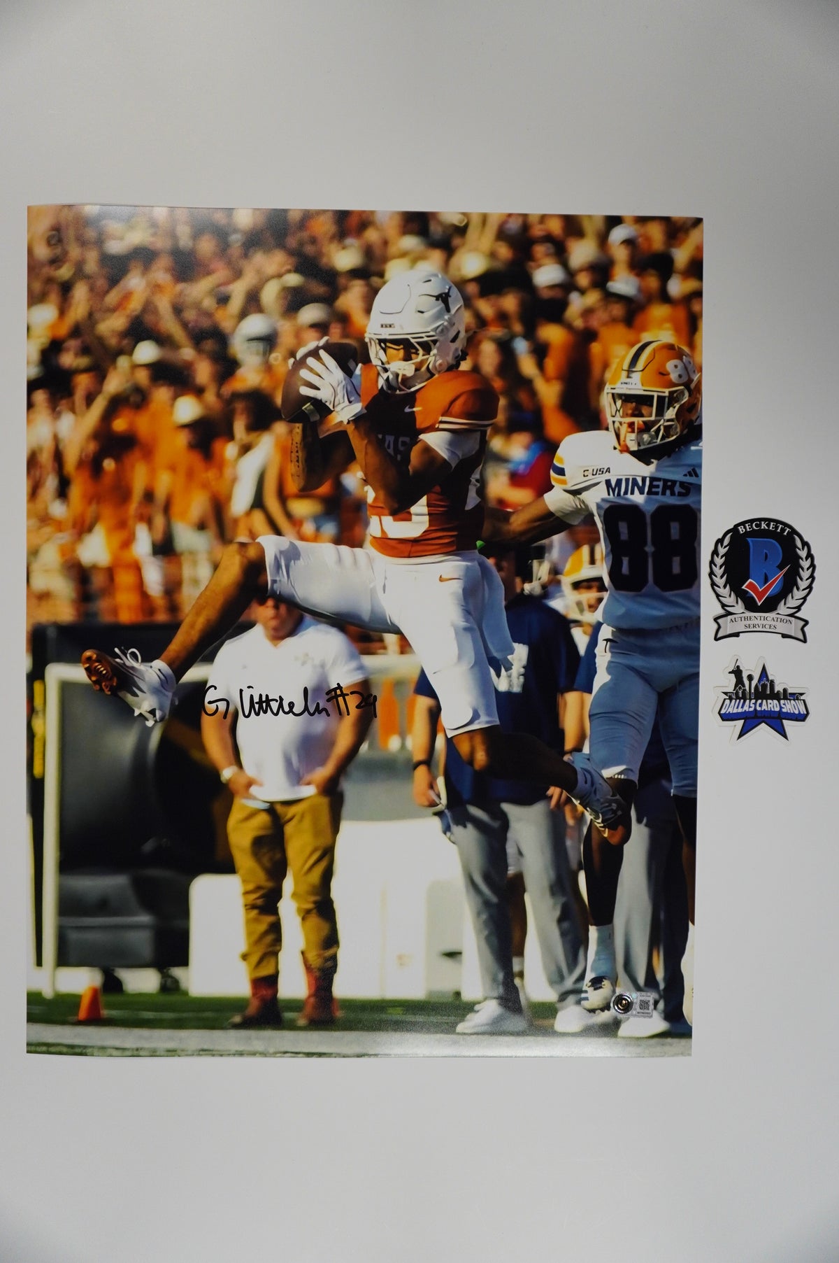 GRACESON LITTLETON TEXAS LONGHORNS SIGNED INT 16x20 PHOTO BAS