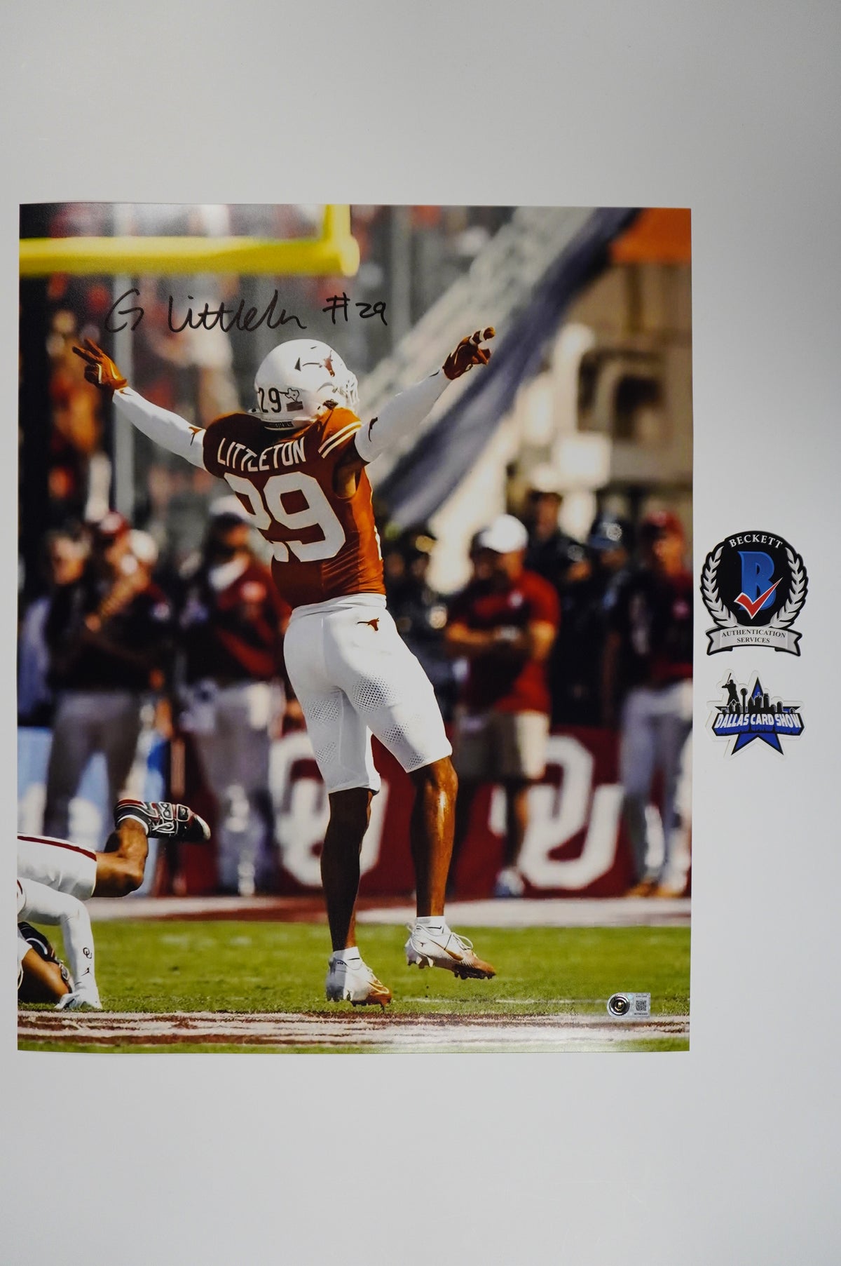 GRACESON LITTLETON TEXAS LONGHORNS SIGNED Incomplete 16x20 PHOTO BAS