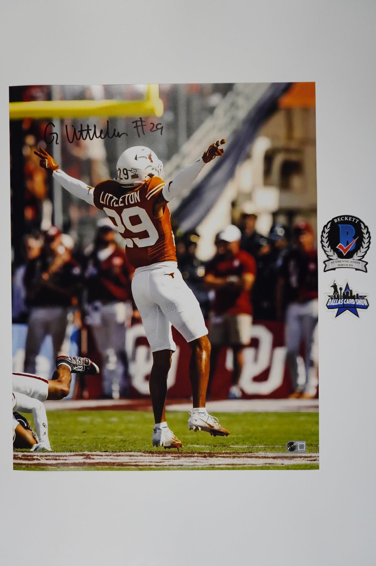 GRACESON LITTLETON TEXAS LONGHORNS SIGNED Incomplete 16x20 PHOTO BAS