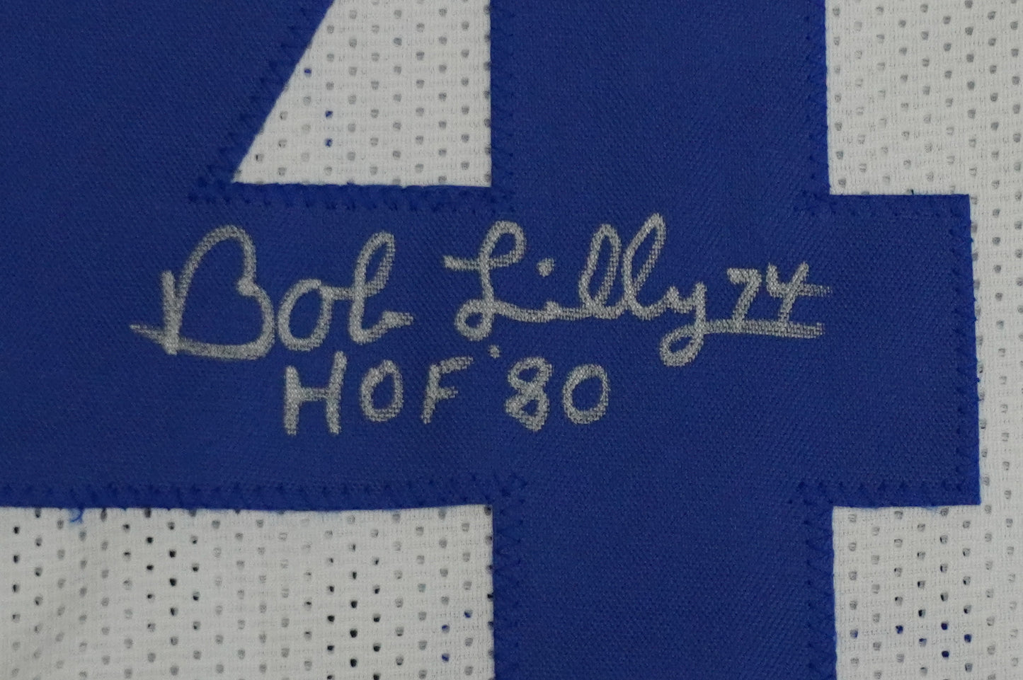 BOB LILLY SIGNED WHITE JERSEY Size XL Dallas Cowboys w/HOF 80 BAS COA