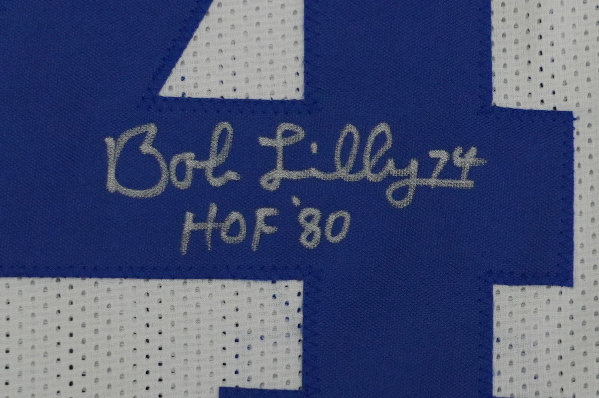 BOB LILLY SIGNED WHITE JERSEY Size XL Dallas Cowboys w/HOF 80 BAS COA