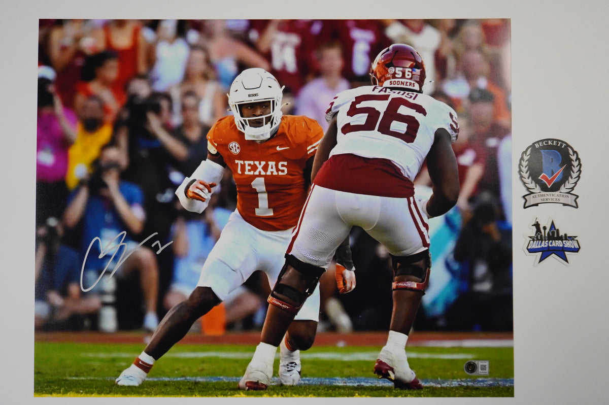 COLIN SIMMONS TEXAS LONGHORNS SIGNED vs OU 16x20 PHOTO BAS