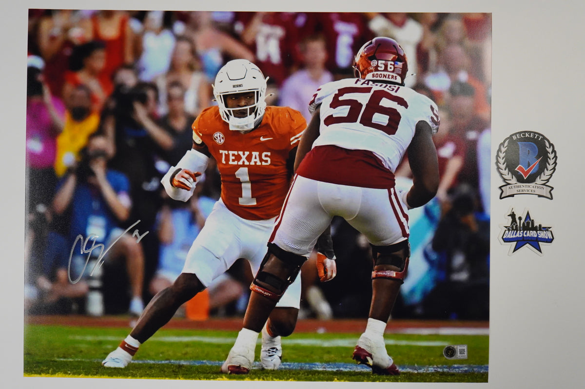 COLIN SIMMONS TEXAS LONGHORNS SIGNED vs OU 16x20 PHOTO BAS