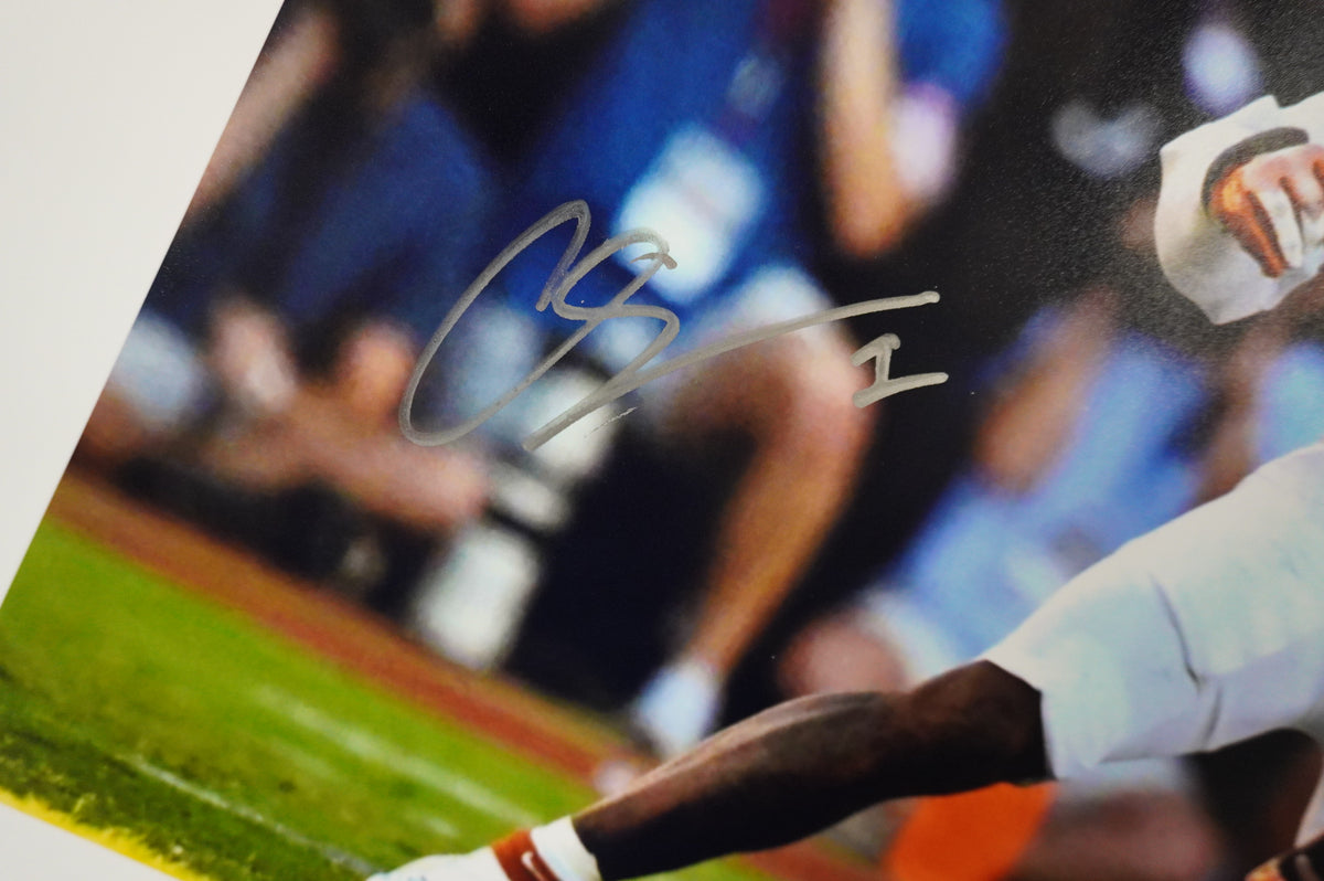 COLIN SIMMONS TEXAS LONGHORNS SIGNED vs OU 16x20 PHOTO BAS