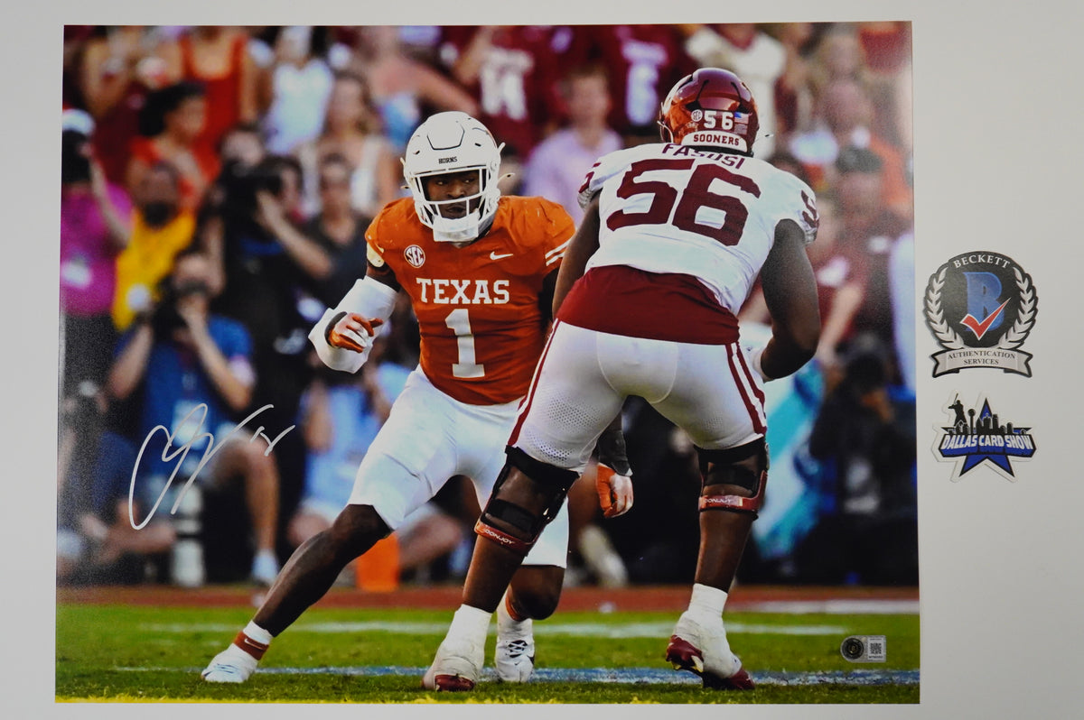 COLIN SIMMONS TEXAS LONGHORNS SIGNED vs OU 16x20 PHOTO BAS