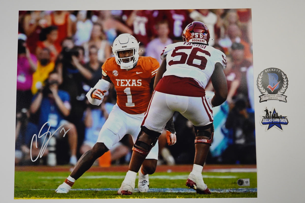 COLIN SIMMONS TEXAS LONGHORNS SIGNED vs OU 16x20 PHOTO BAS