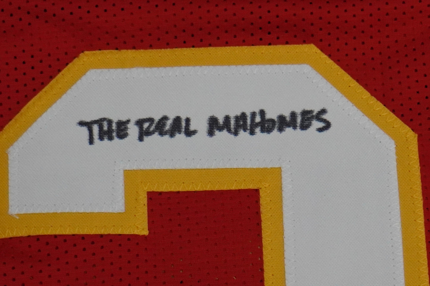 PAT PATRICK MAHOMES SR SIGNED JERSEY KC CHIEFS w/The Real Who'sYourDaddy BAS