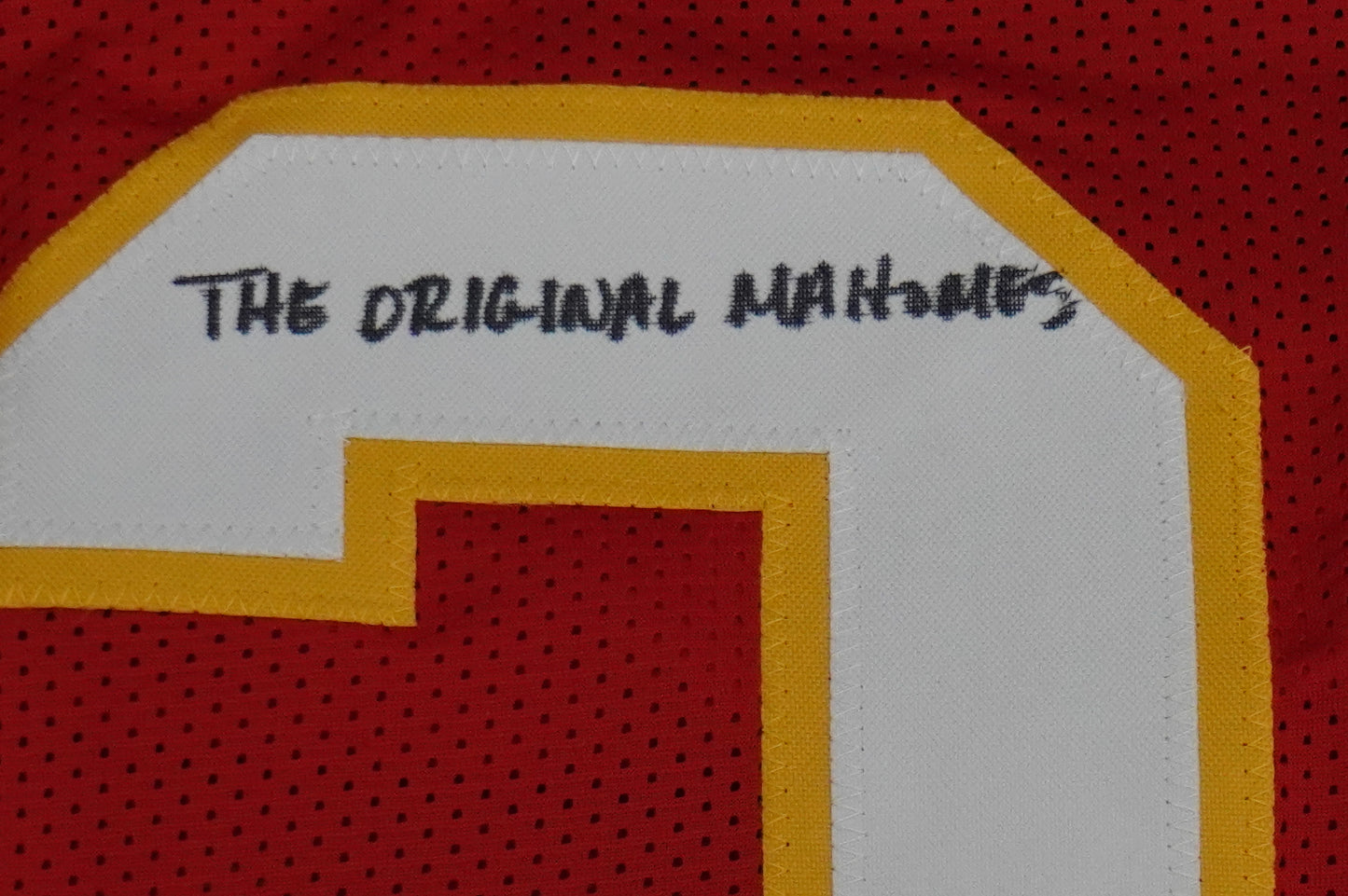 PAT PATRICK MAHOMES SR SIGNED JERSEY KC CHIEFS w/The OG Who'sYourDaddy BAS