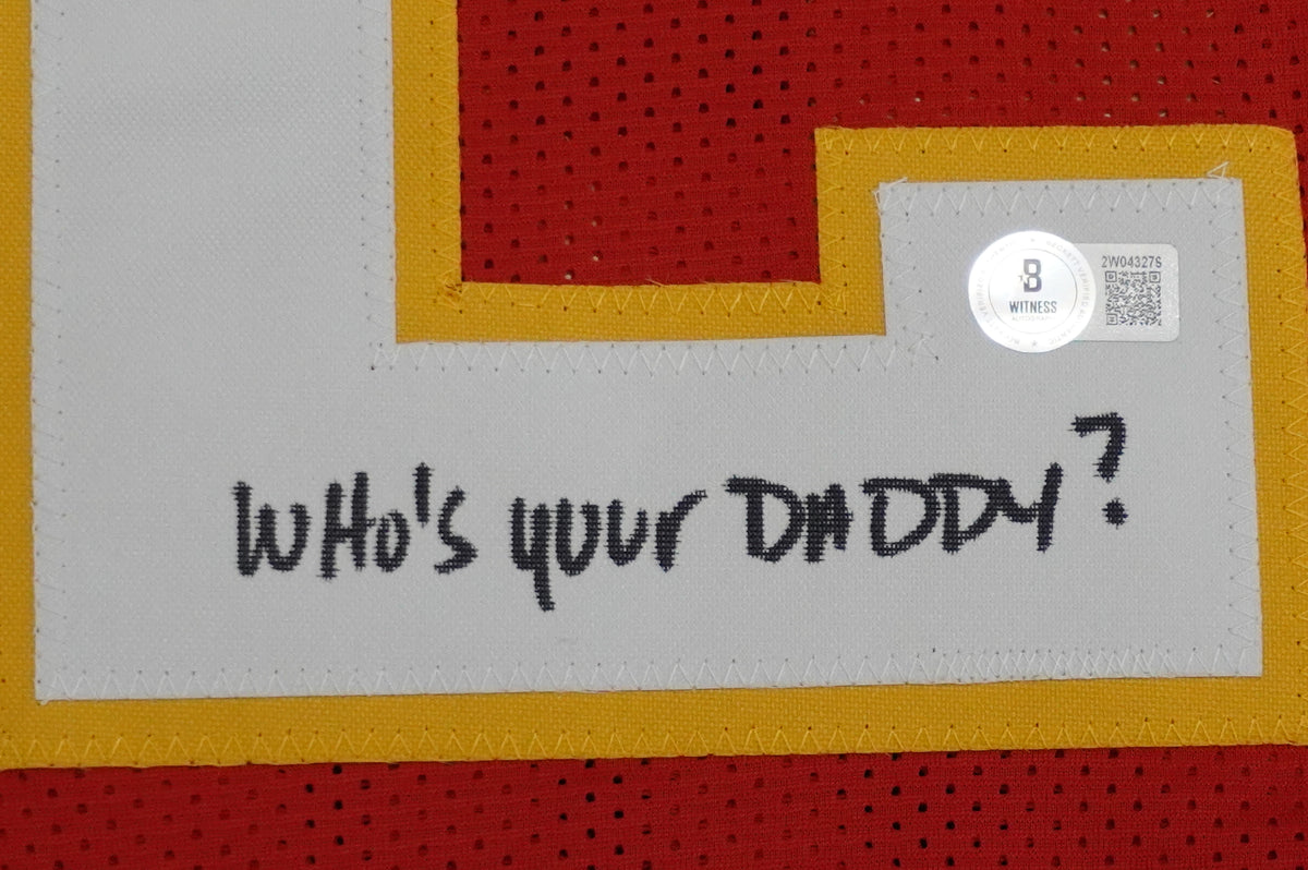 PAT PATRICK MAHOMES SR SIGNED JERSEY KC CHIEFS w/The Real Who'sYourDaddy BAS
