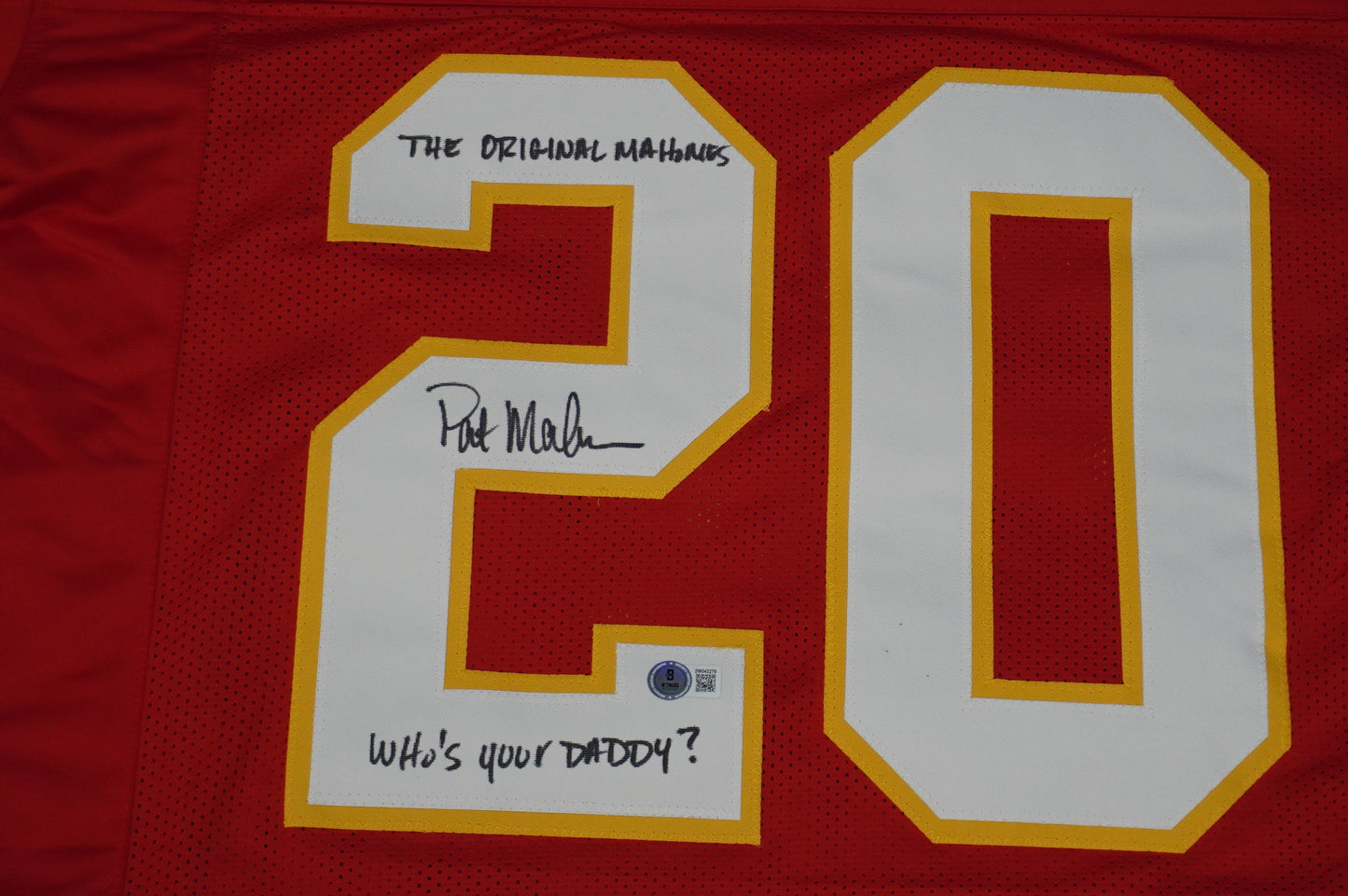 PAT PATRICK MAHOMES SR SIGNED JERSEY KC CHIEFS w/The OG Who'sYourDaddy BAS
