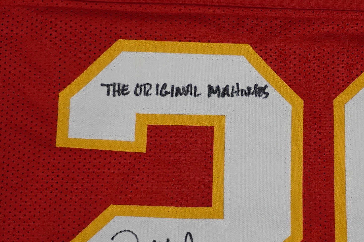 PAT PATRICK MAHOMES SR SIGNED JERSEY KC CHIEFS w/The OG Who'sYourDaddy BAS