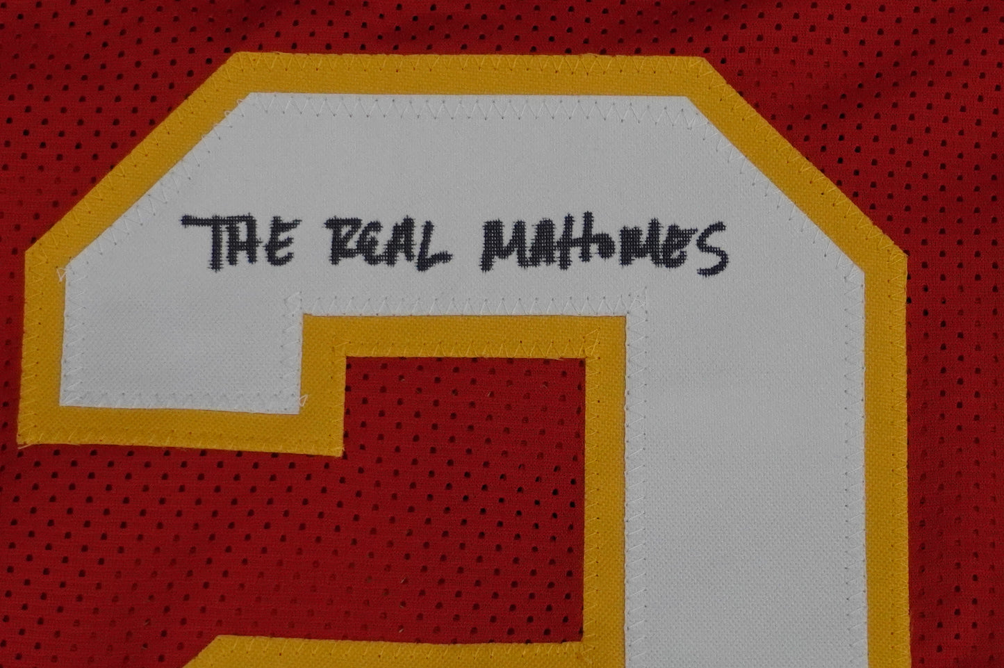 PAT PATRICK MAHOMES SR SIGNED JERSEY KC CHIEFS w/The Real Who'sYourDaddy BAS