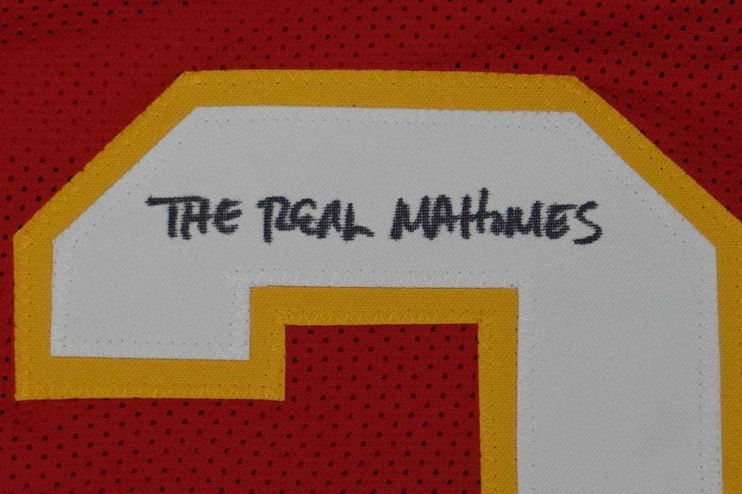PAT PATRICK MAHOMES SR SIGNED JERSEY KC CHIEFS w/The Real Who'sYourDaddy BAS