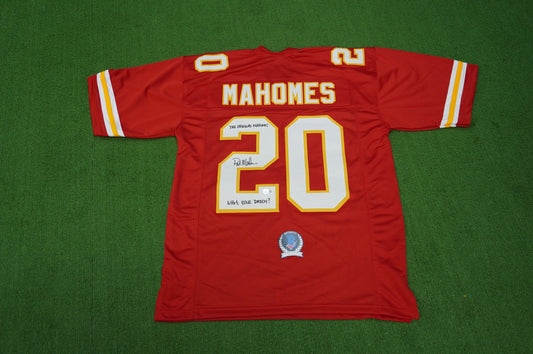 PAT PATRICK MAHOMES SR SIGNED JERSEY KC CHIEFS w/The OG Who'sYourDaddy BAS