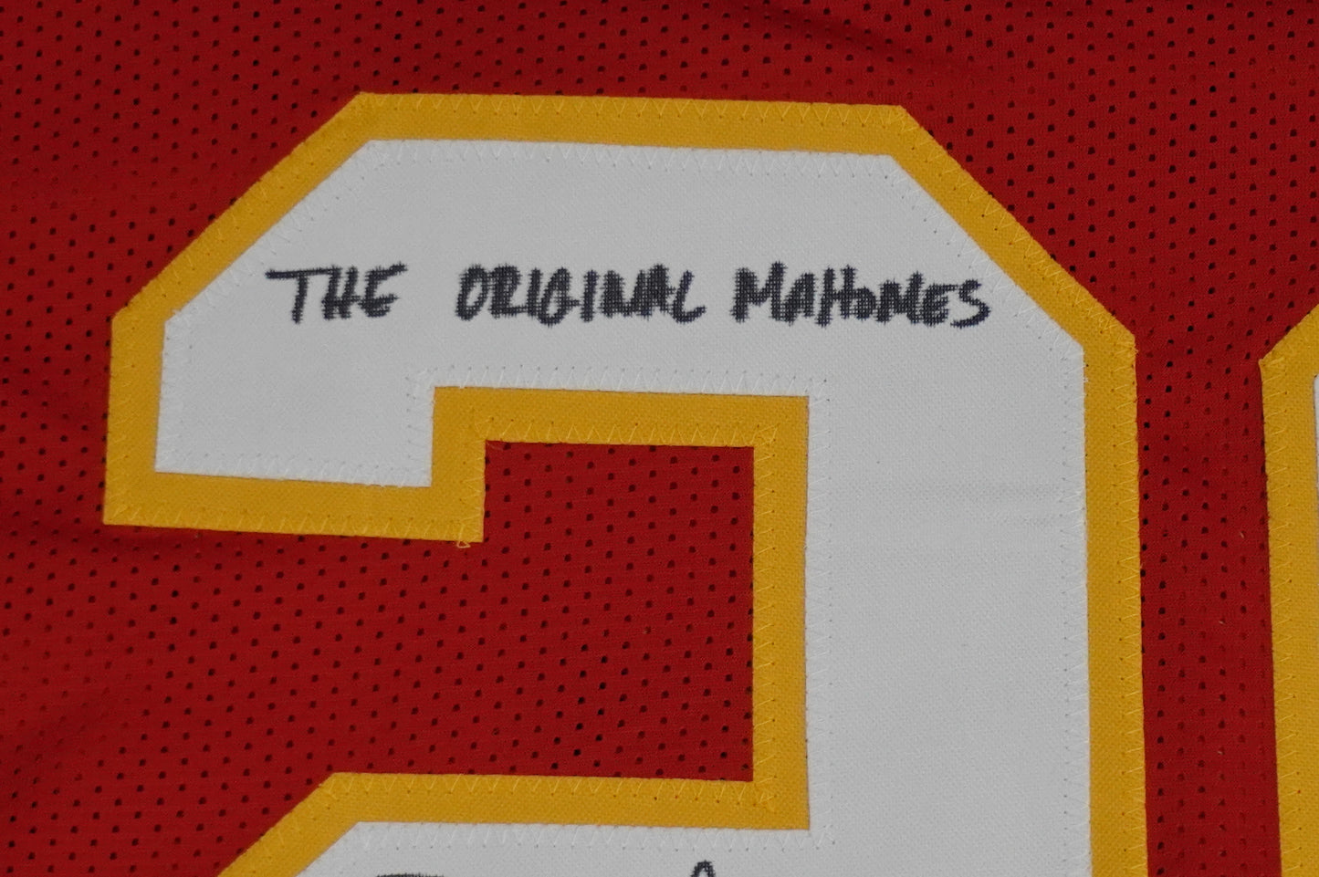 PAT PATRICK MAHOMES SR SIGNED JERSEY KC CHIEFS w/The OG Who'sYourDaddy BAS