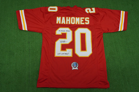 PAT PATRICK MAHOMES SR SIGNED JERSEY KC CHIEFS w/The OG Who'sYourDaddy BAS
