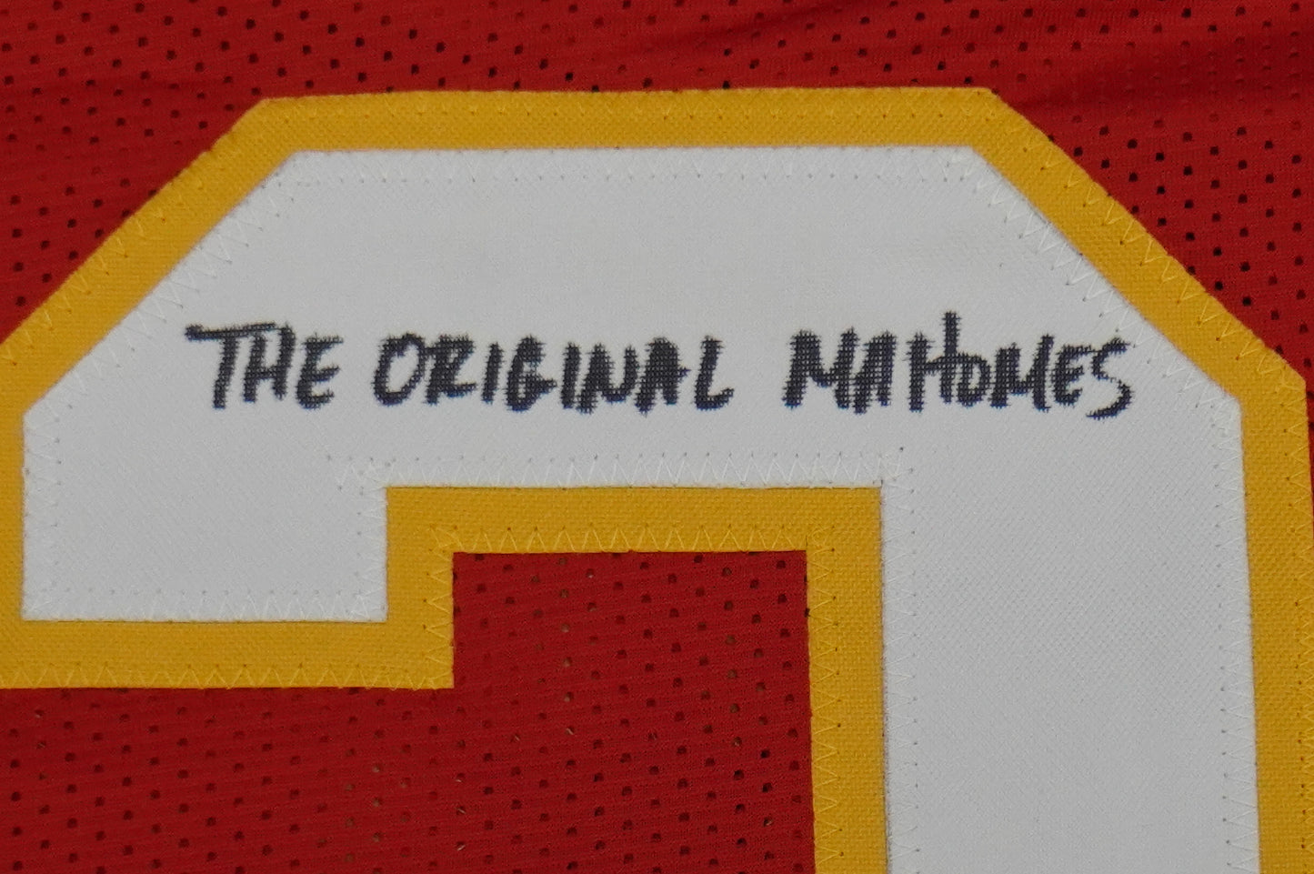 PAT PATRICK MAHOMES SR SIGNED JERSEY KC CHIEFS w/The OG Who'sYourDaddy BAS